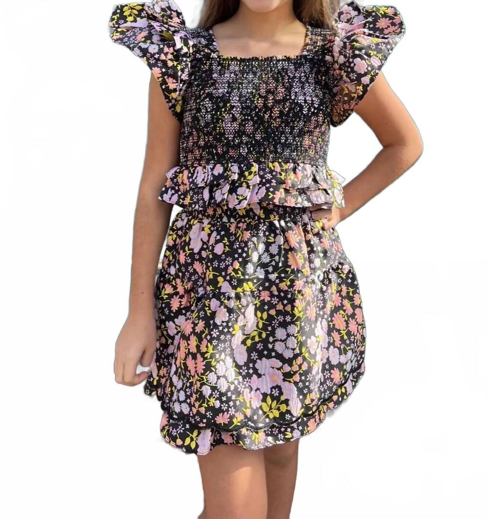 NEW BUDDYLOVE girls' daisy skirt set in black multi